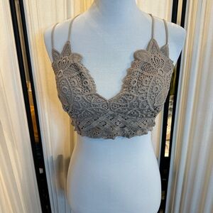 Anna Grace Tan Lace Bandeau with Scalloped Detailing